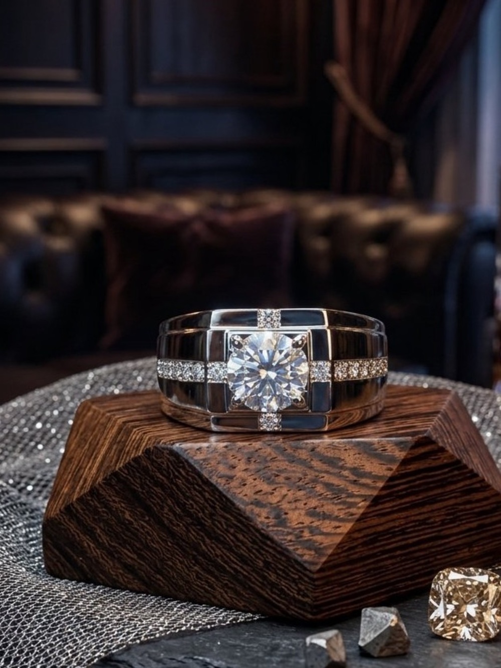 Men’s Premium Silver Iced Out Band Ring Bold Luxury Drip Statement Dapper Formal